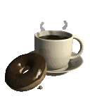 Coffee and donut facing left