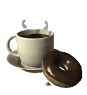 Coffee and donut facing right