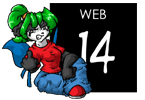 An anime-style panda girl flipping off the viewer. There is a box that says 'Web 14' to the right.